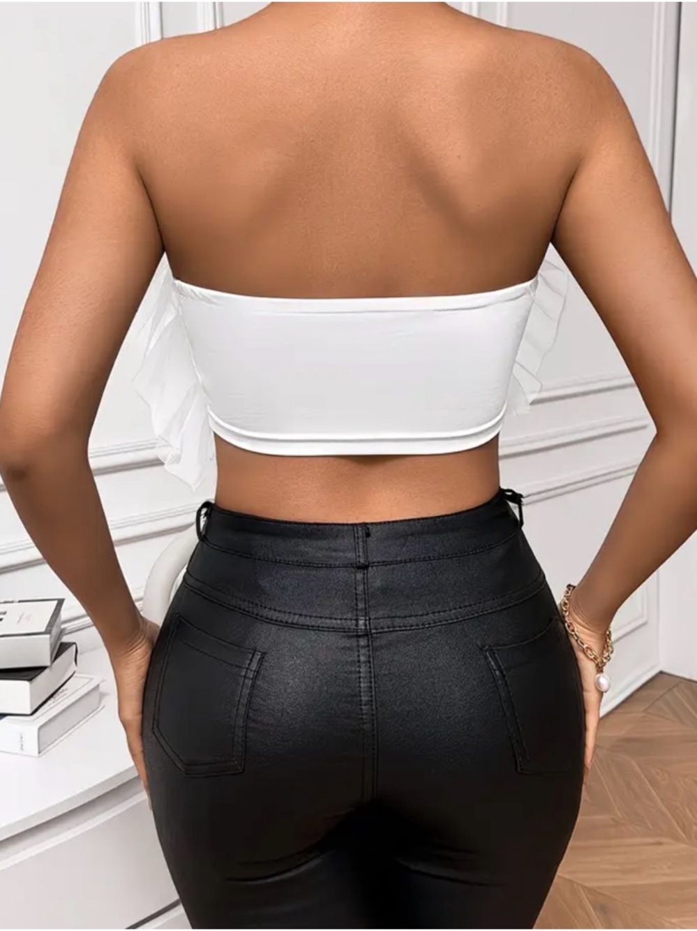 Ivory Ruffle Tube Top - Strapless Women's Top - Picture 2 of 3